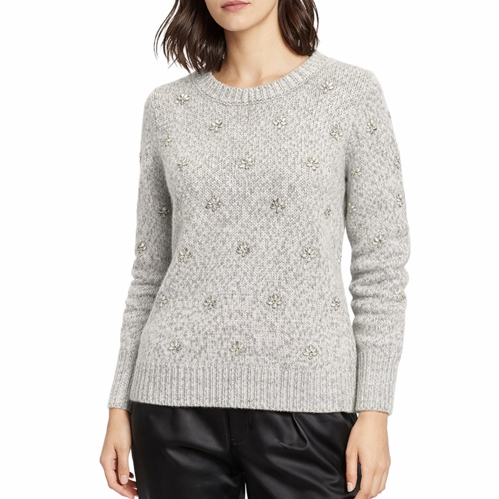 Banana Republic Limited Edition Embellished Sweater Rhinestone Gray Size XS